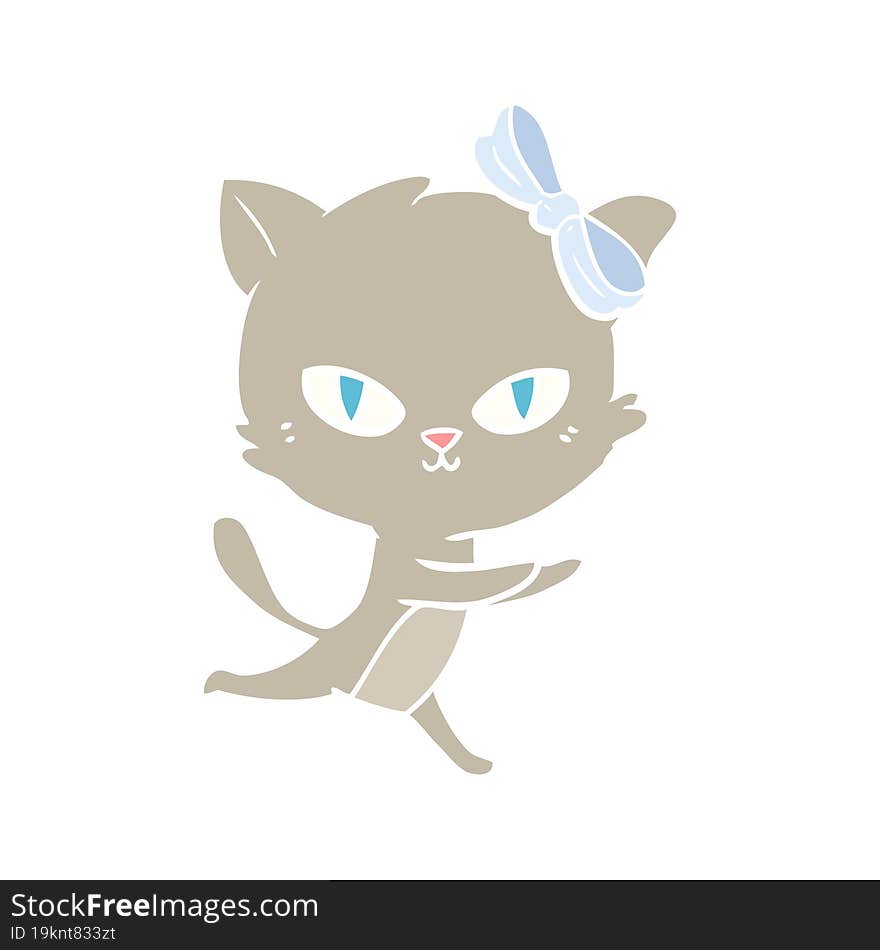 cute flat color style cartoon cat running