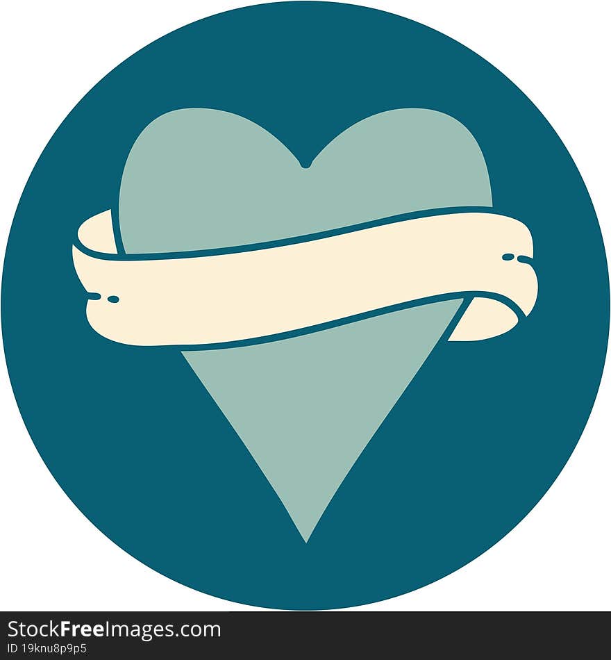 iconic tattoo style image of a heart and banner. iconic tattoo style image of a heart and banner