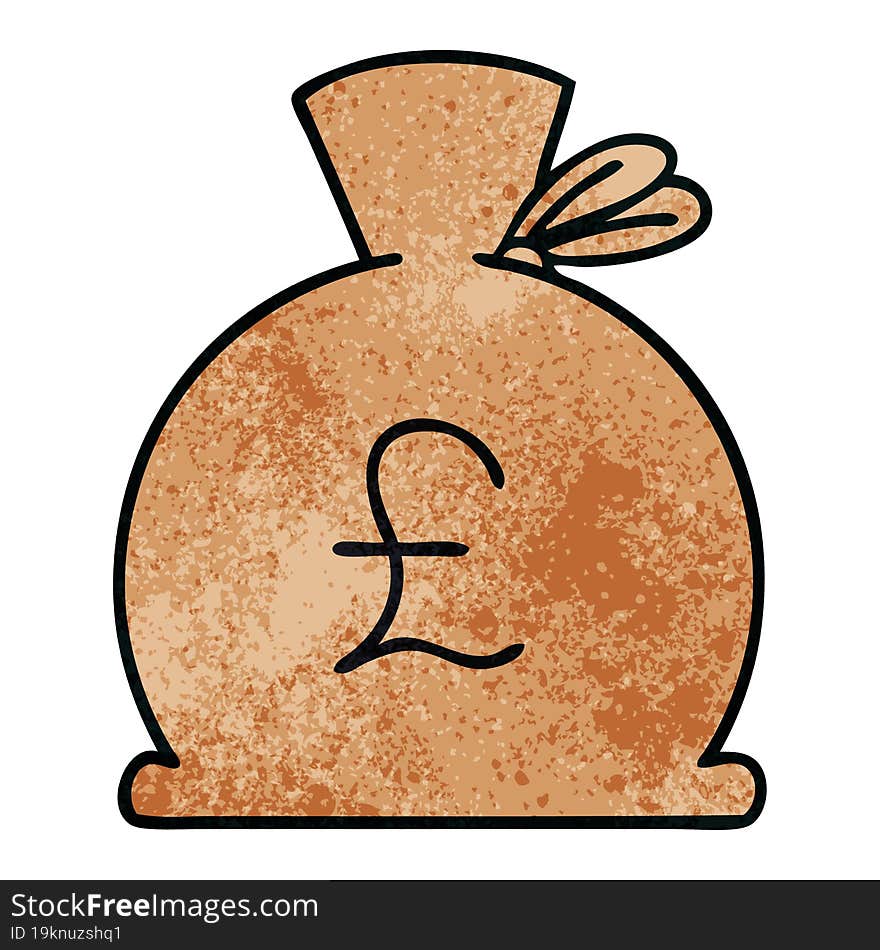 Retro Grunge Texture Cartoon Bag Of Money