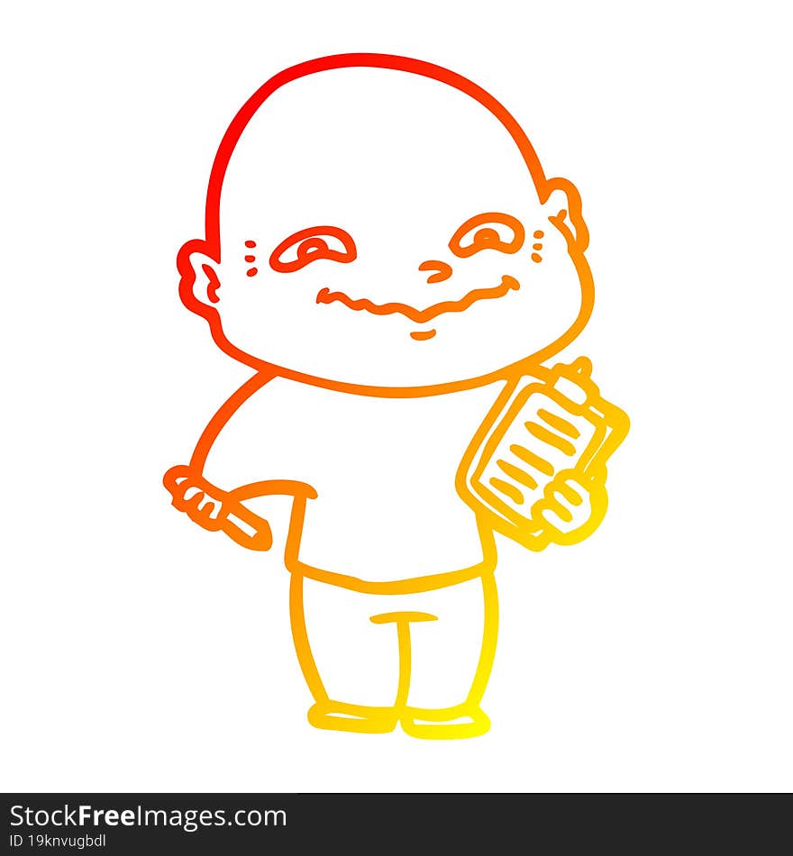 warm gradient line drawing cartoon nervous man