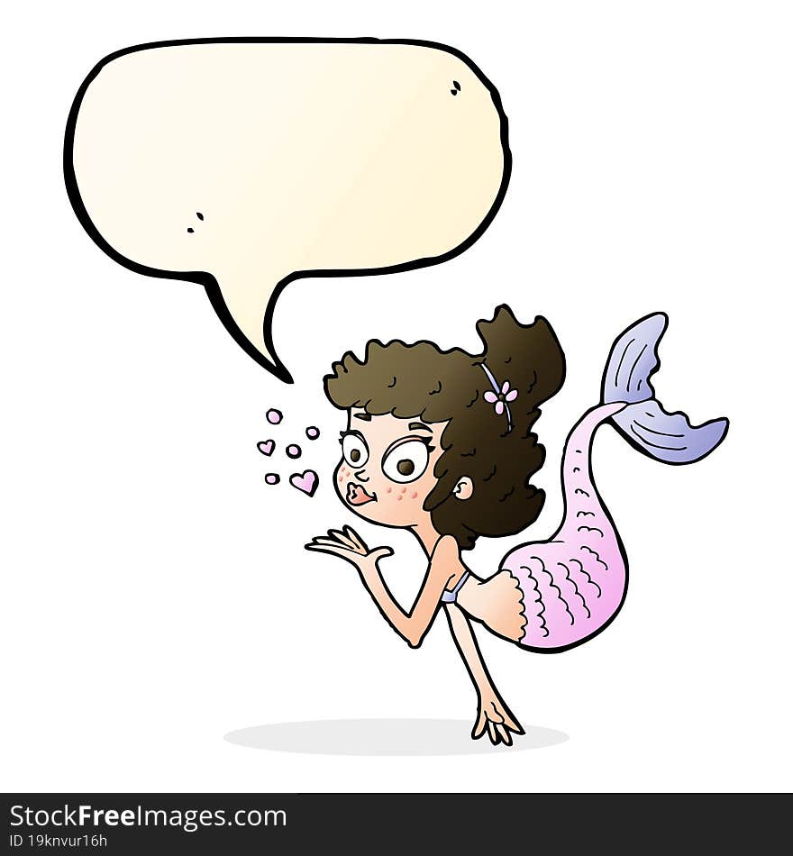 cartoon pretty mermaid with speech bubble