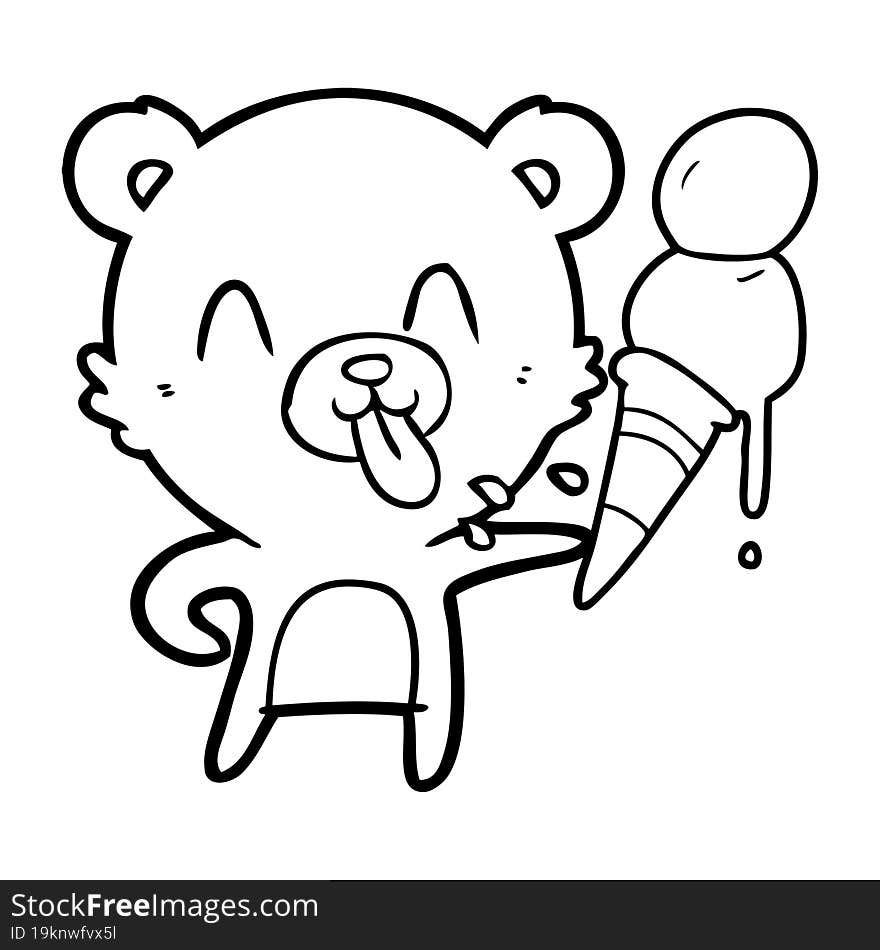 cartoon bear with ice cream. cartoon bear with ice cream