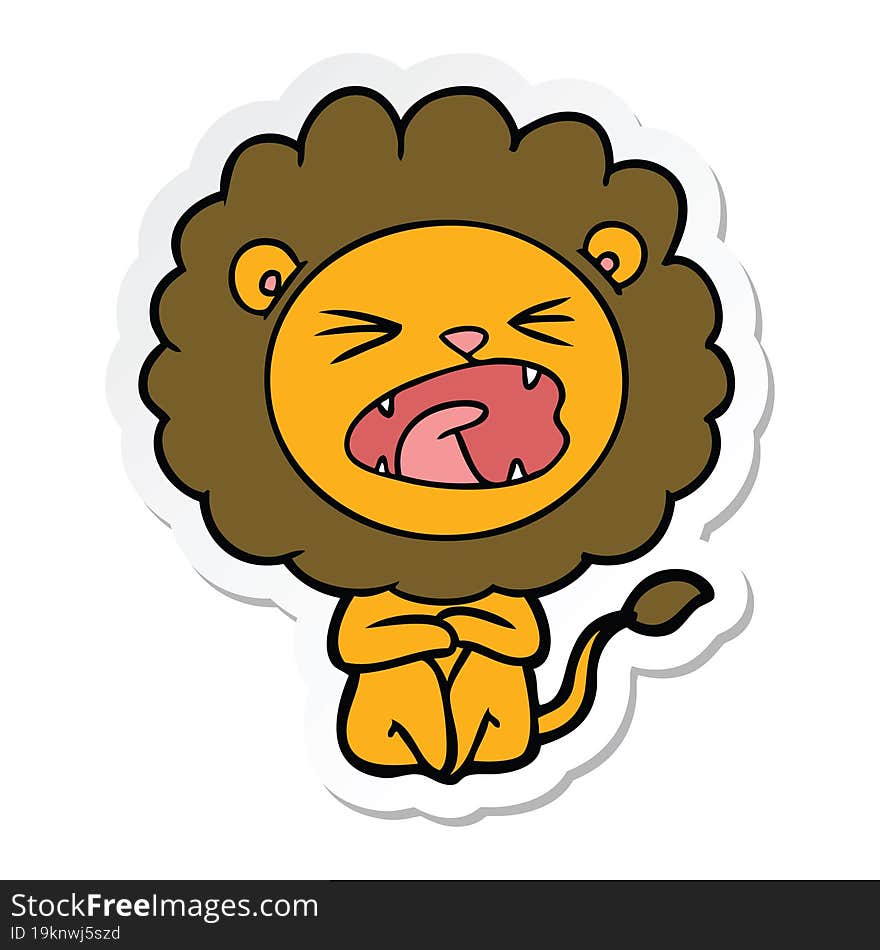 sticker of a cartoon angry lion