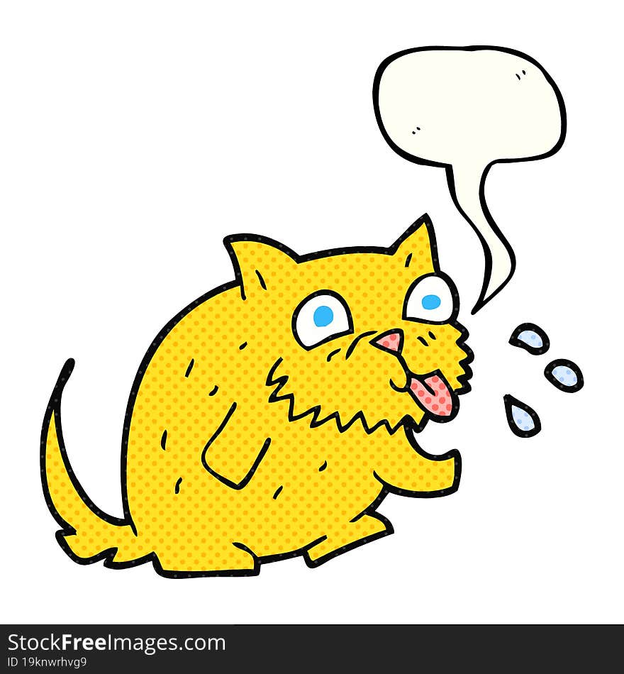 Comic Book Speech Bubble Cartoon Cat Blowing Raspberry