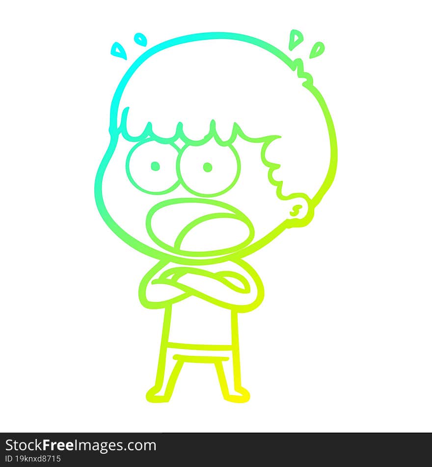 cold gradient line drawing cartoon shocked man