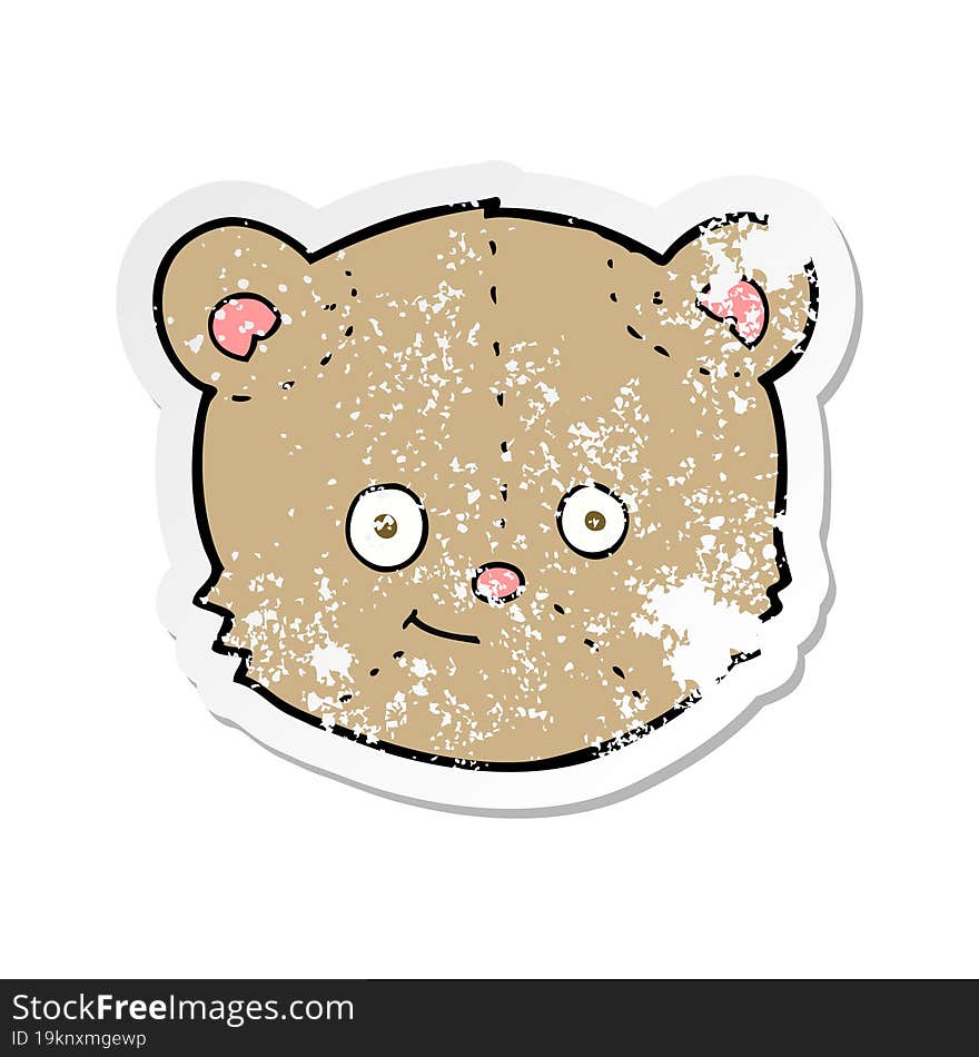 retro distressed sticker of a cartoon teddy bear head