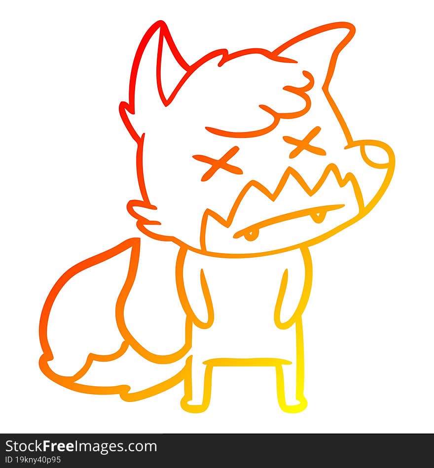 warm gradient line drawing cartoon dead fox