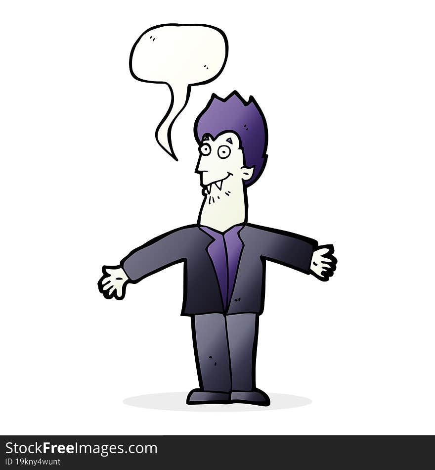 Cartoon Vampire Man With Speech Bubble