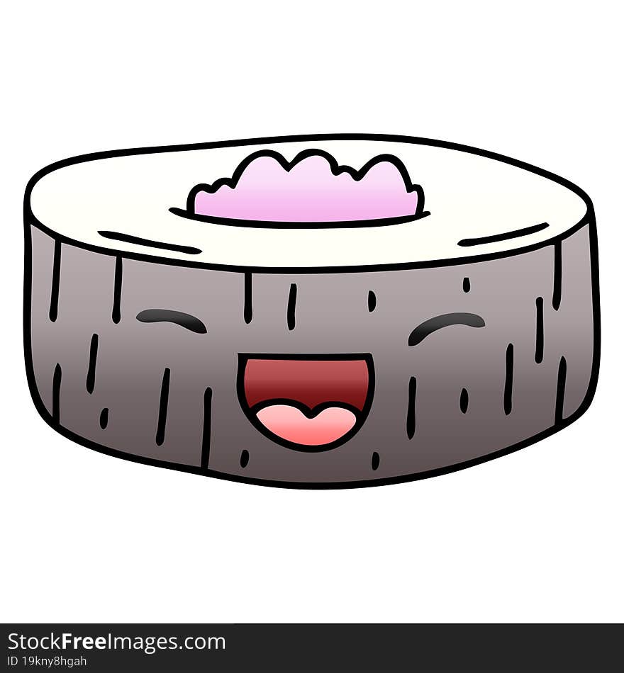 Quirky Gradient Shaded Cartoon Happy Sushi