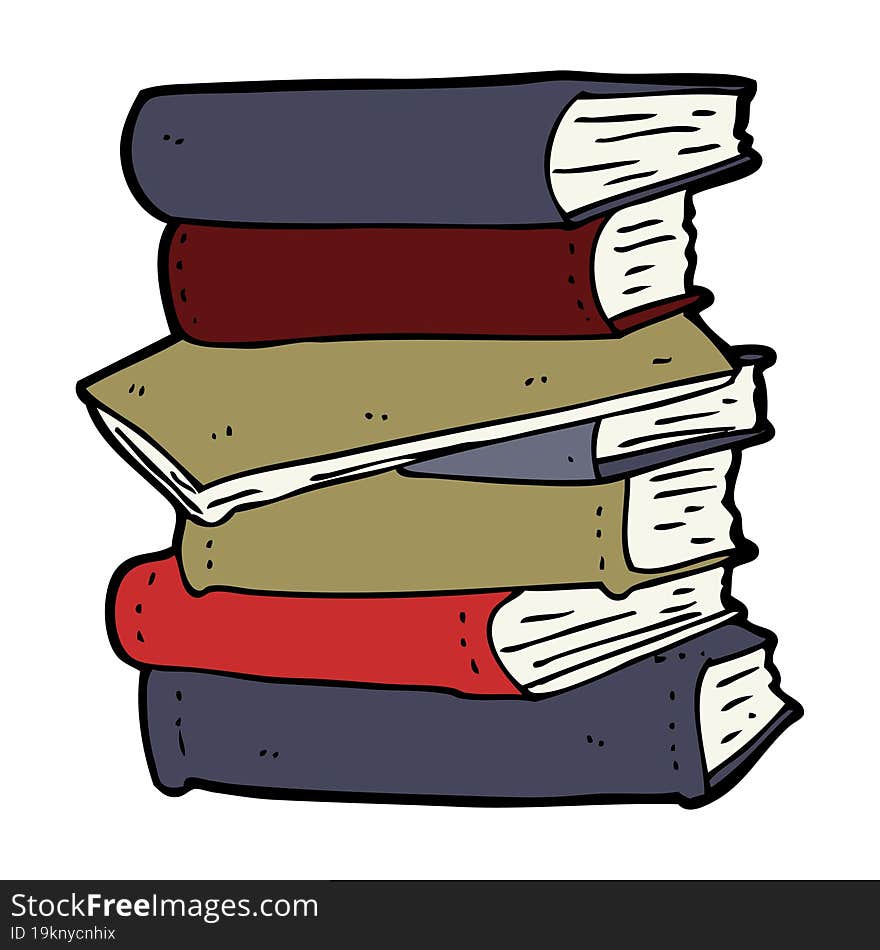 cartoon pile of books