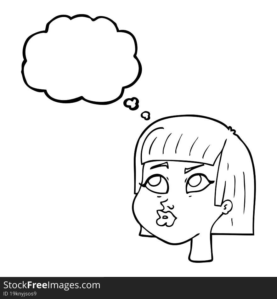 Thought Bubble Cartoon Female Face