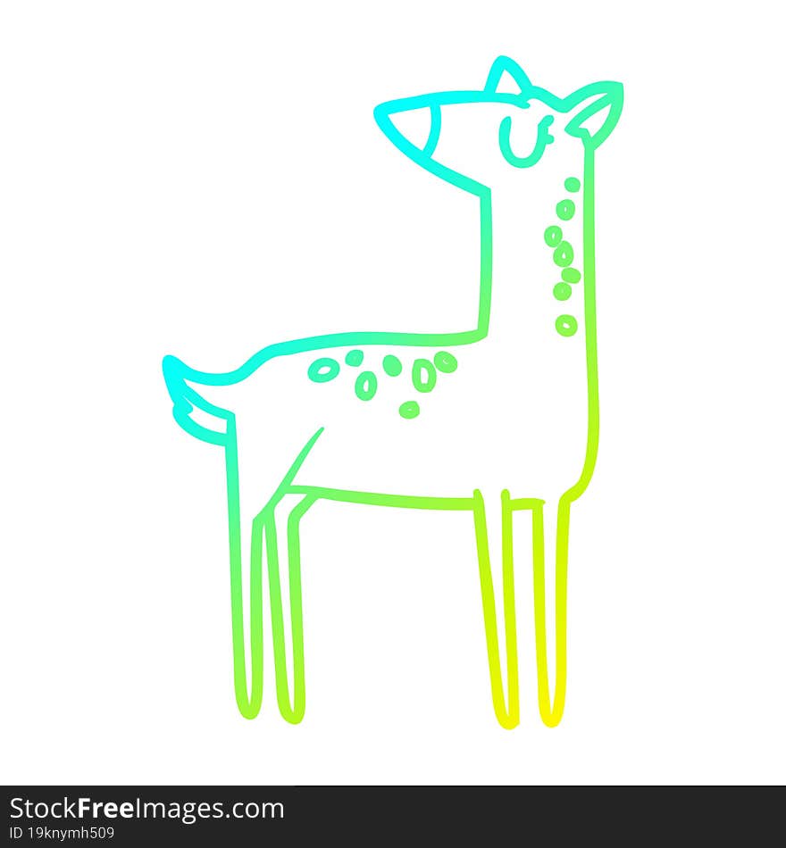 cold gradient line drawing cartoon deer