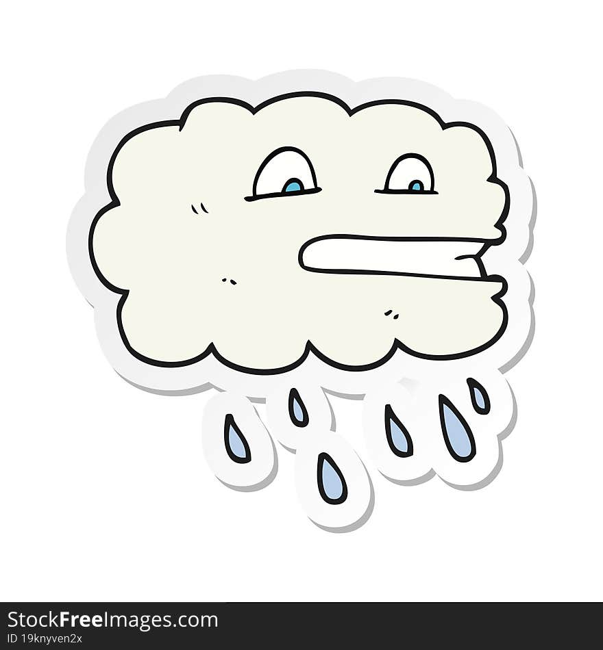 sticker of a cartoon rain cloud