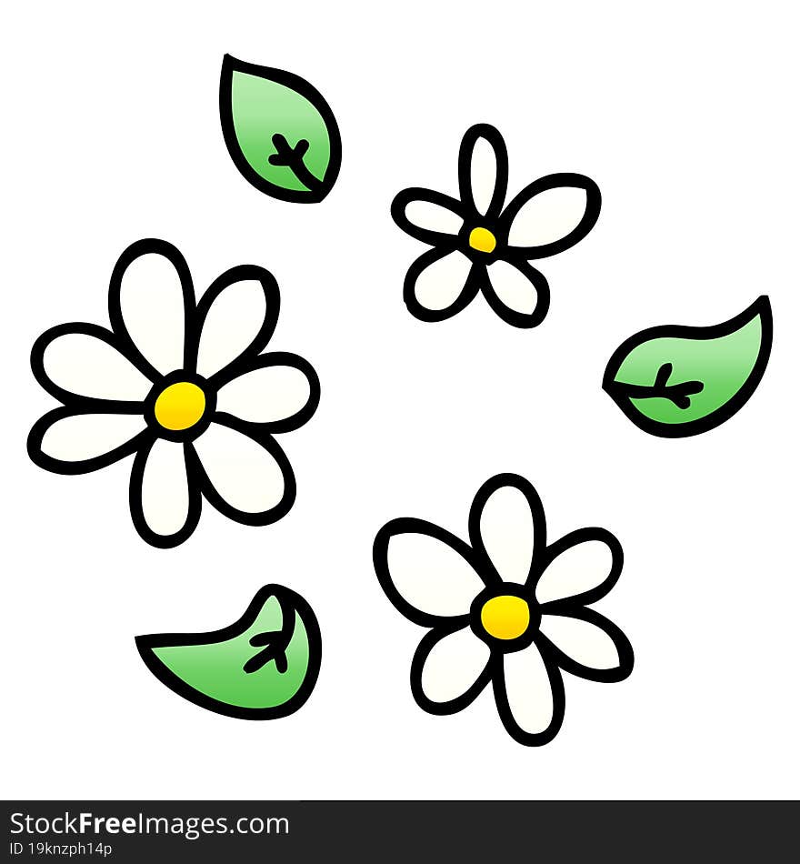 quirky gradient shaded cartoon flowers