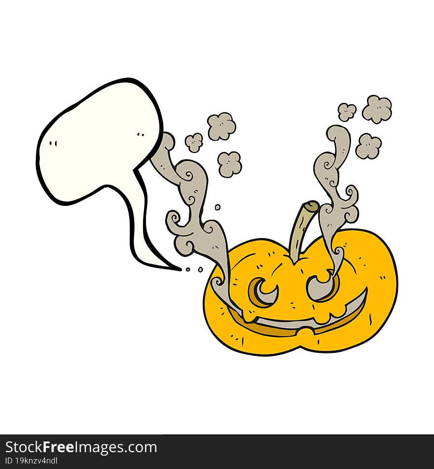 Speech Bubble Cartoon Halloween Pumpkin