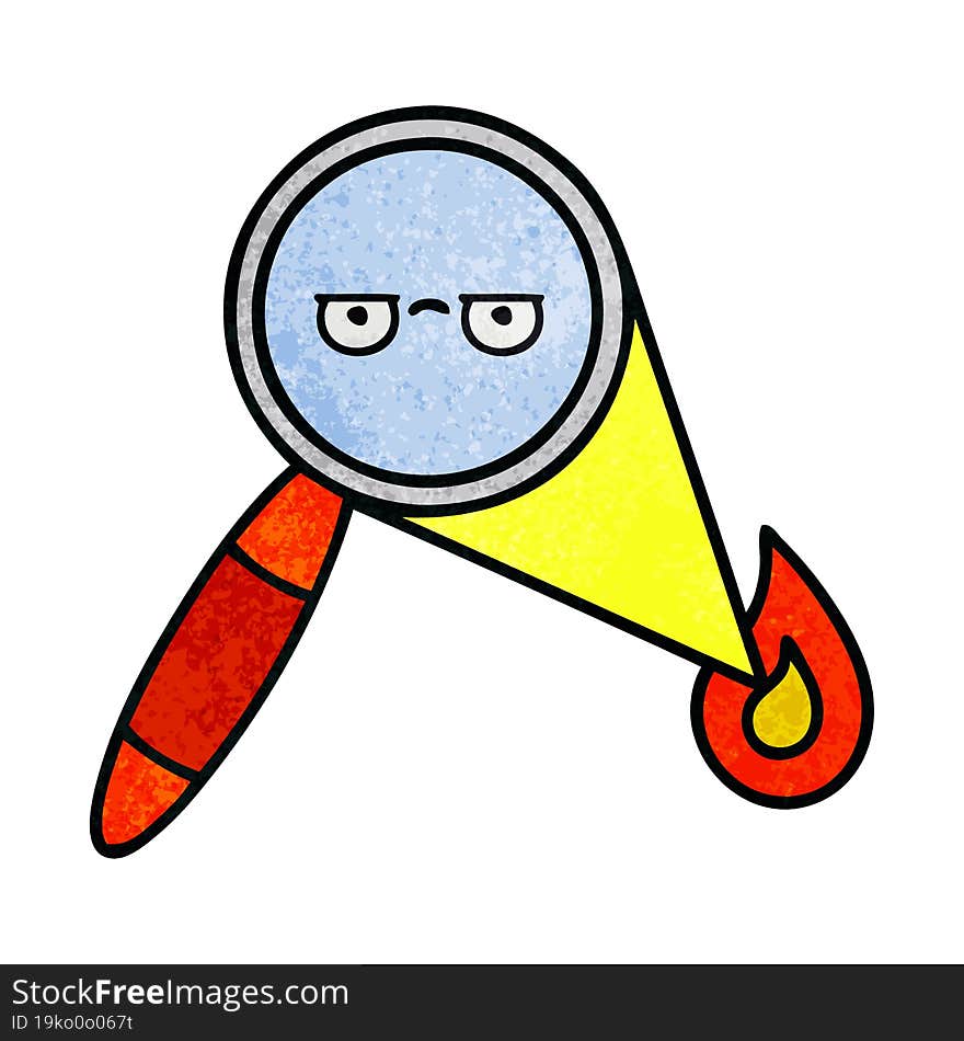 retro grunge texture cartoon of a magnifying glass