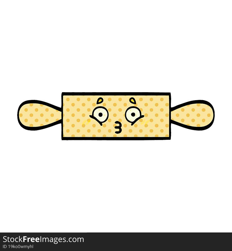 comic book style cartoon of a rolling pin