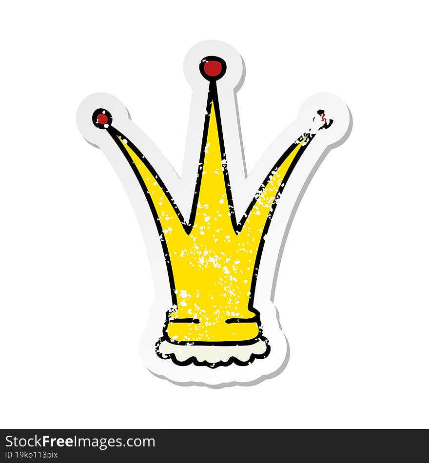 Distressed Sticker Of A Quirky Hand Drawn Cartoon Gold Crown