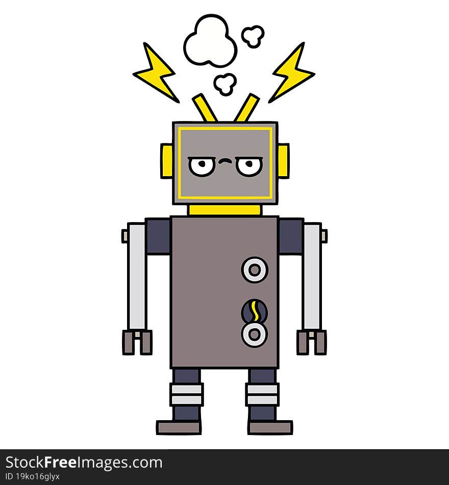 cute cartoon of a malfunctioning robot