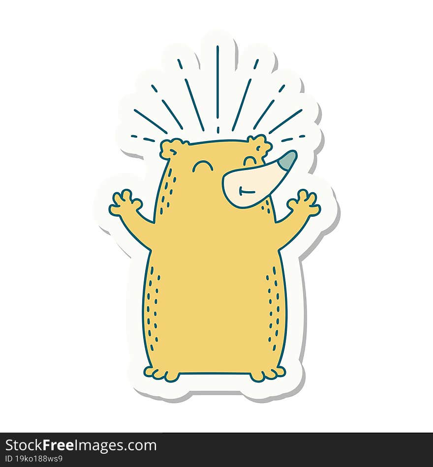 sticker of tattoo style happy bear