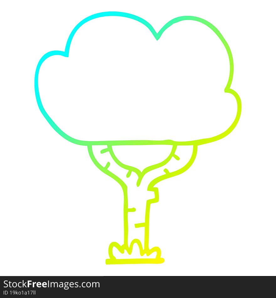 cold gradient line drawing cartoon tree