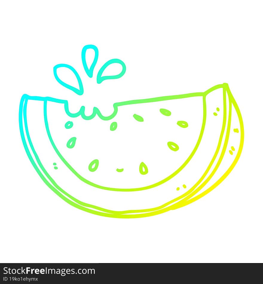 cold gradient line drawing of a cartoon watermelon