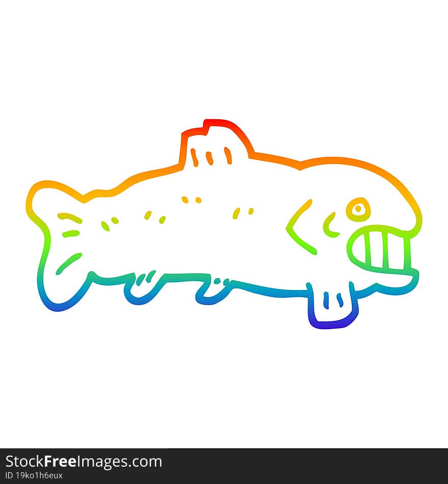 rainbow gradient line drawing cartoon large fish