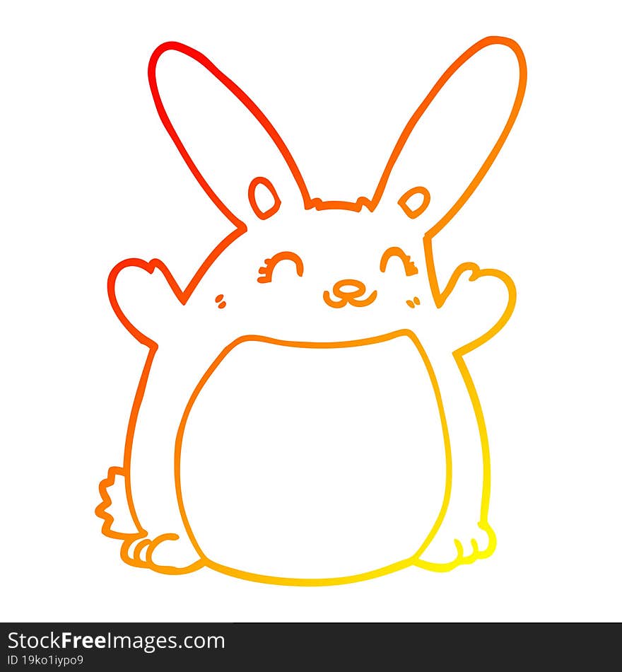 Warm Gradient Line Drawing Cartoon Rabbit