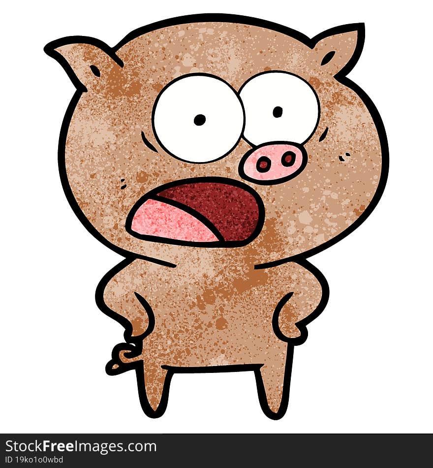 cartoon pig shouting. cartoon pig shouting