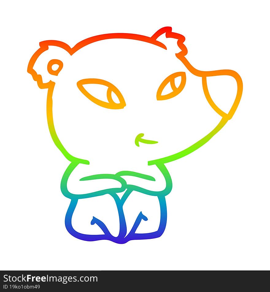 Rainbow Gradient Line Drawing Cute Cartoon Bear