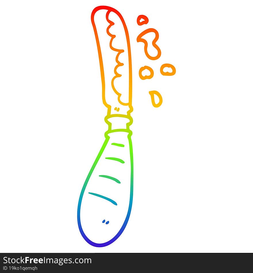 rainbow gradient line drawing of a cartoon jam spreading knife