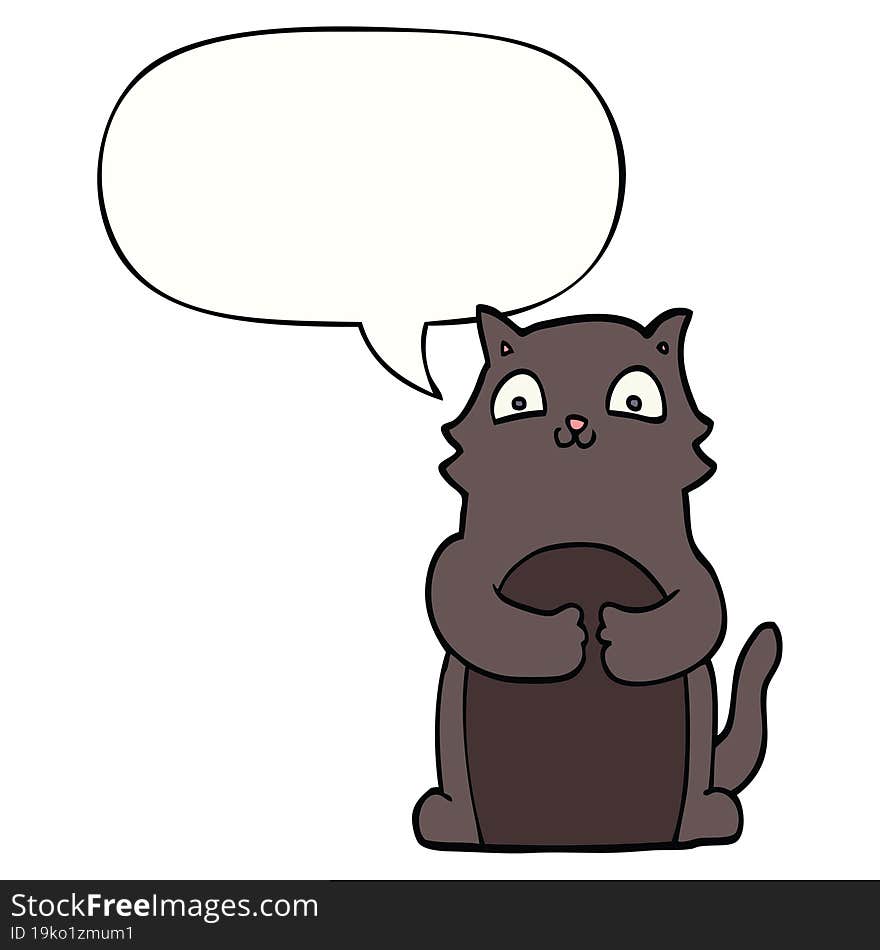 cartoon cat and speech bubble