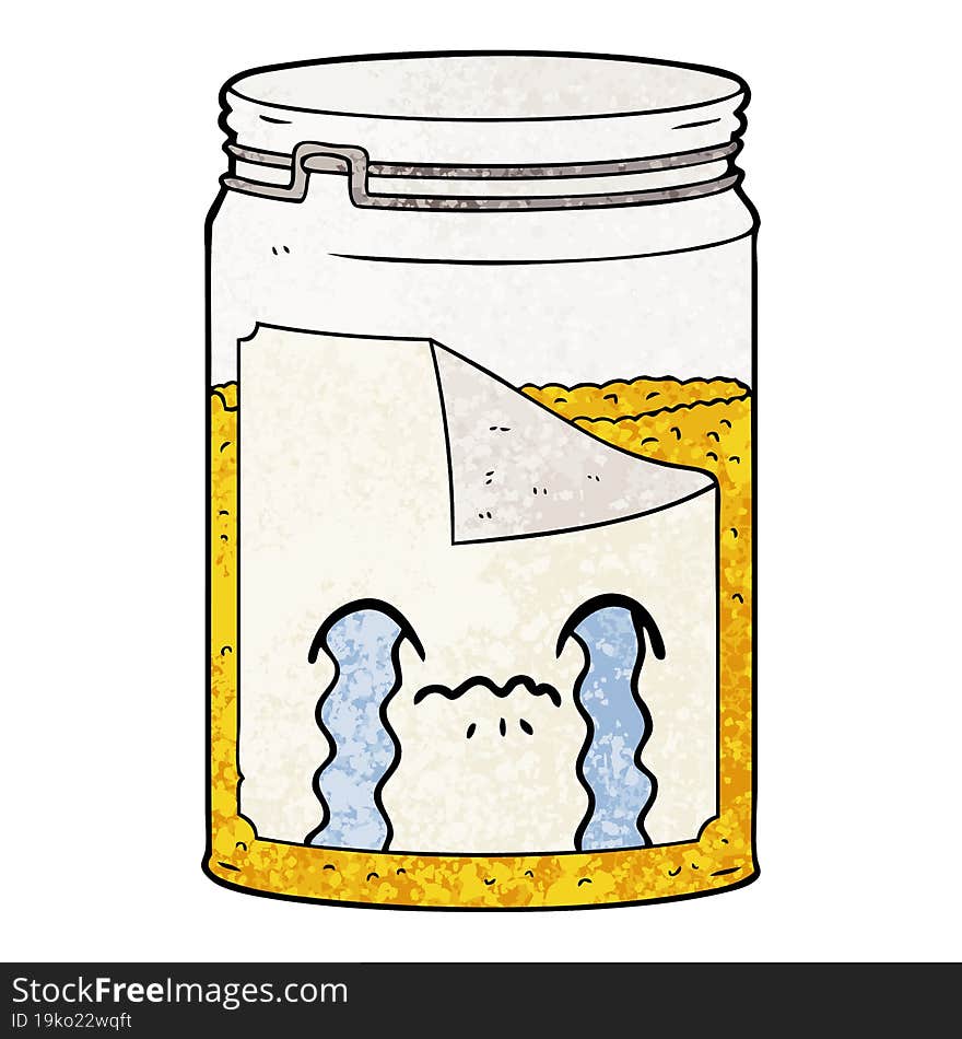 cartoon glass jar crying. cartoon glass jar crying