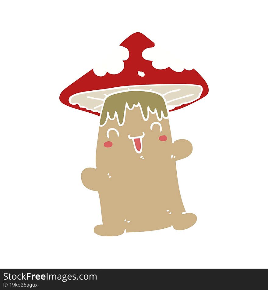 Flat Color Style Cartoon Mushroom Character