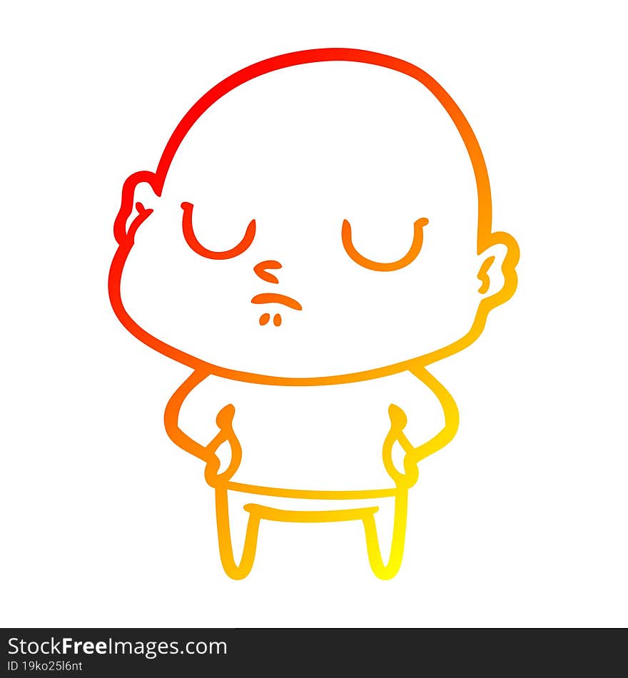 warm gradient line drawing of a cartoon bald man