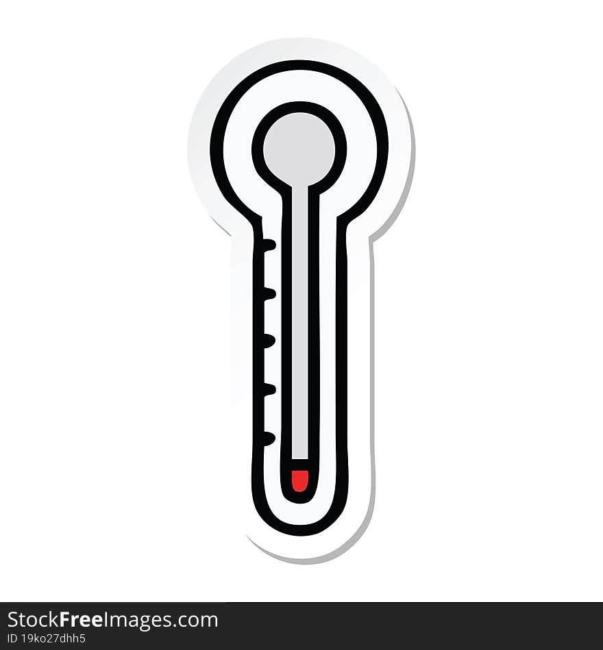 sticker of a cute cartoon glass thermometer