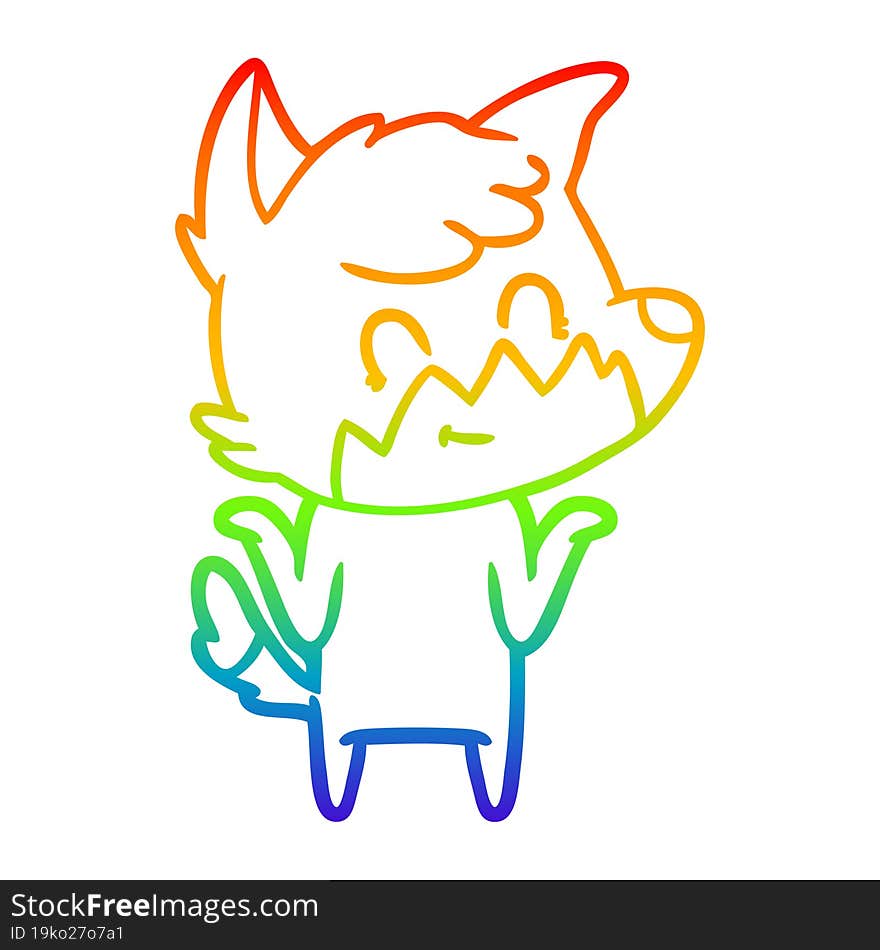 rainbow gradient line drawing cartoon happy fox