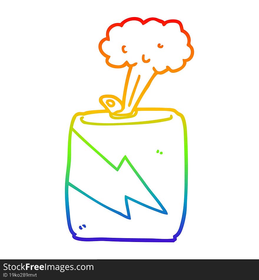 rainbow gradient line drawing of a cartoon soda can