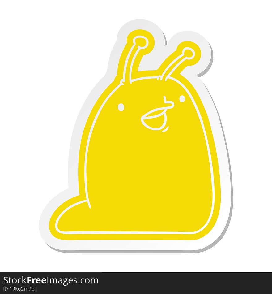 Cartoon Sticker Of A Cute Kawaii Slug