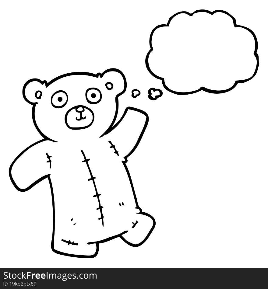 freehand drawn thought bubble cartoon teddy bear