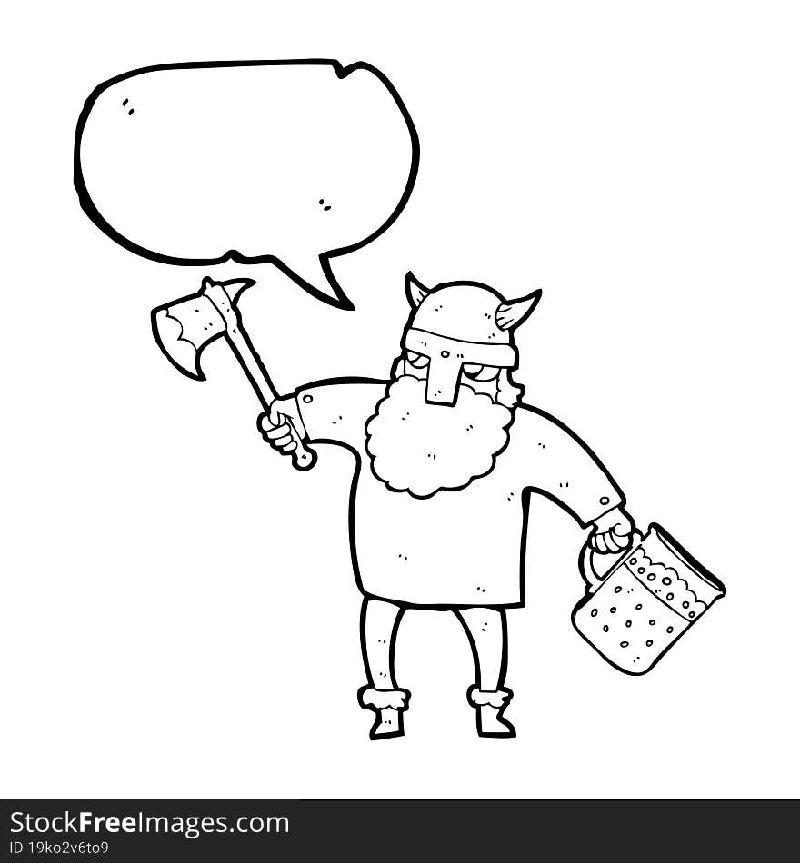 freehand drawn speech bubble cartoon drunk viking