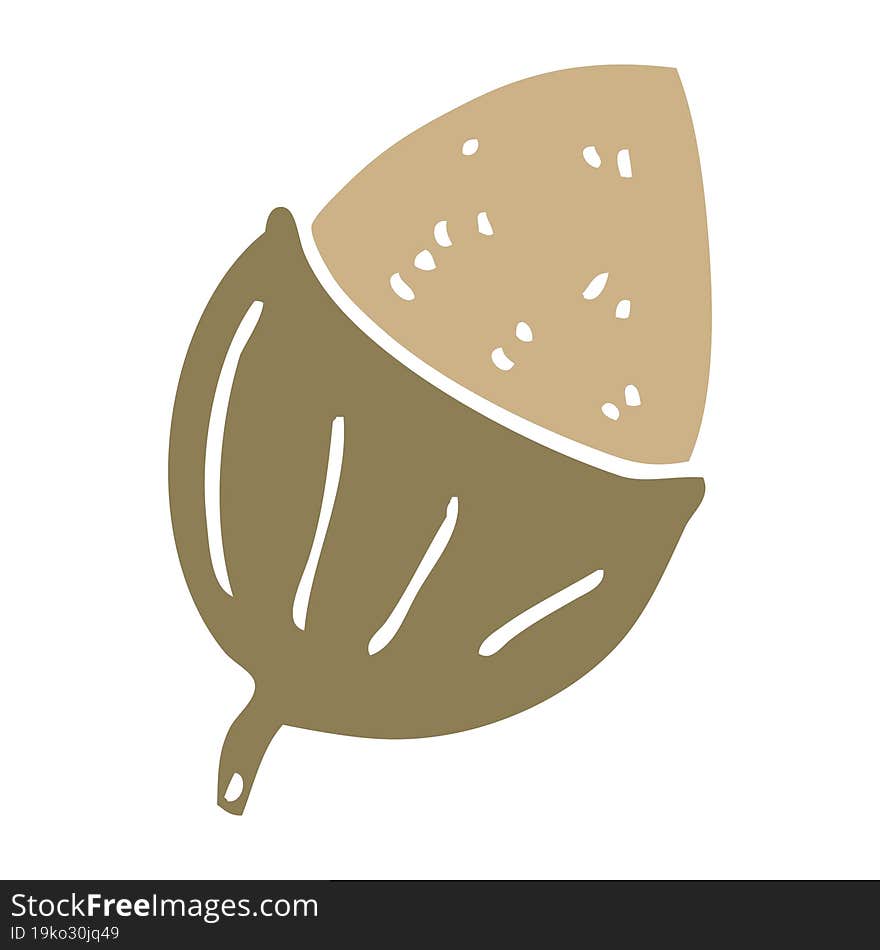 flat color style cartoon acorn