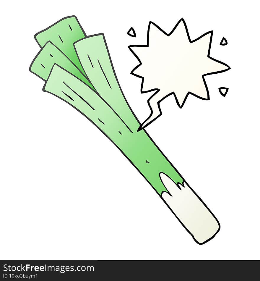 cartoon leeks and speech bubble in smooth gradient style