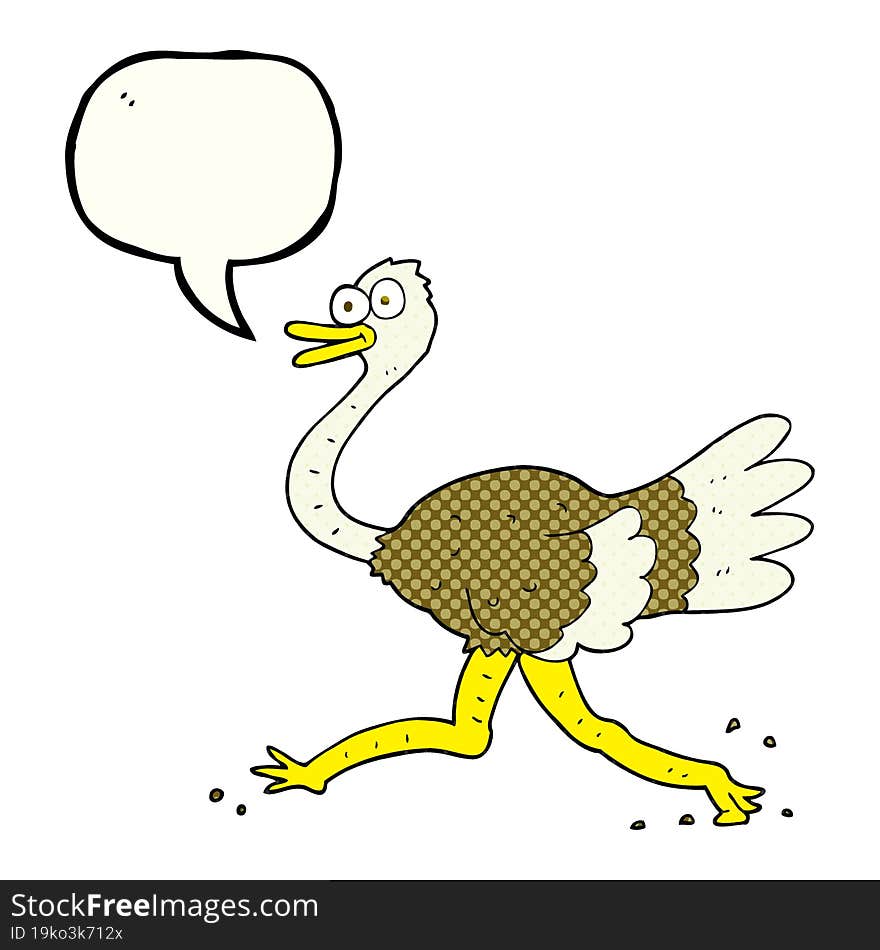 freehand drawn comic book speech bubble cartoon ostrich