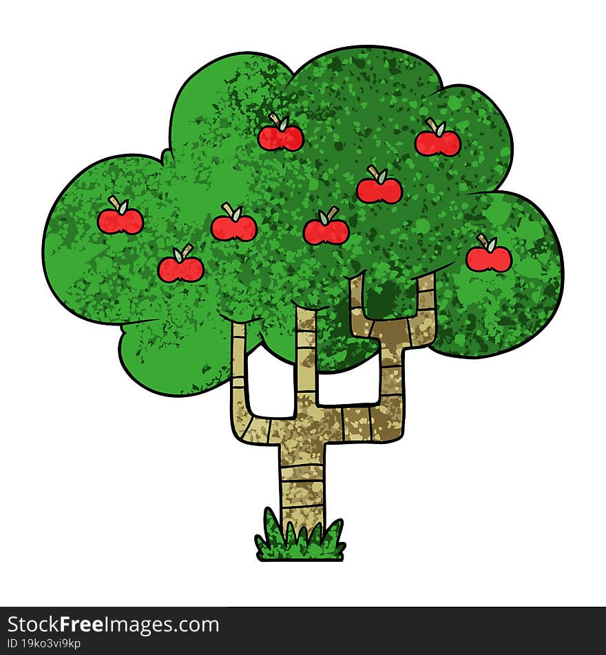 cartoon apple tree. cartoon apple tree