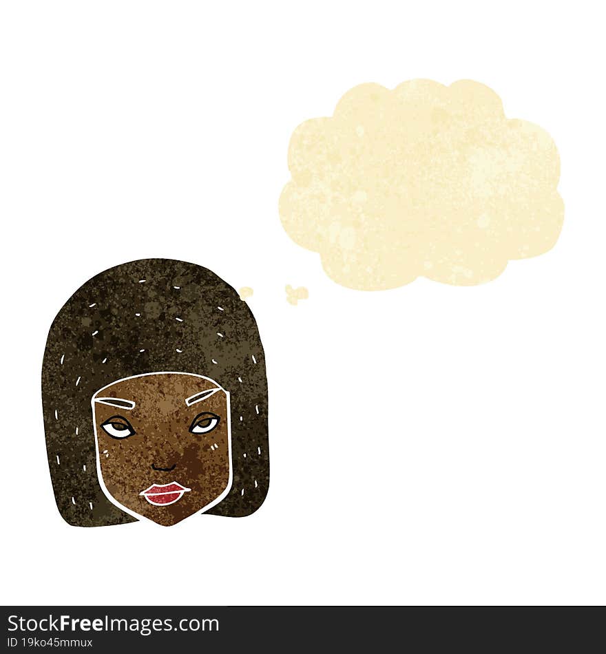 Cartoon Annoyed Female Face With Thought Bubble