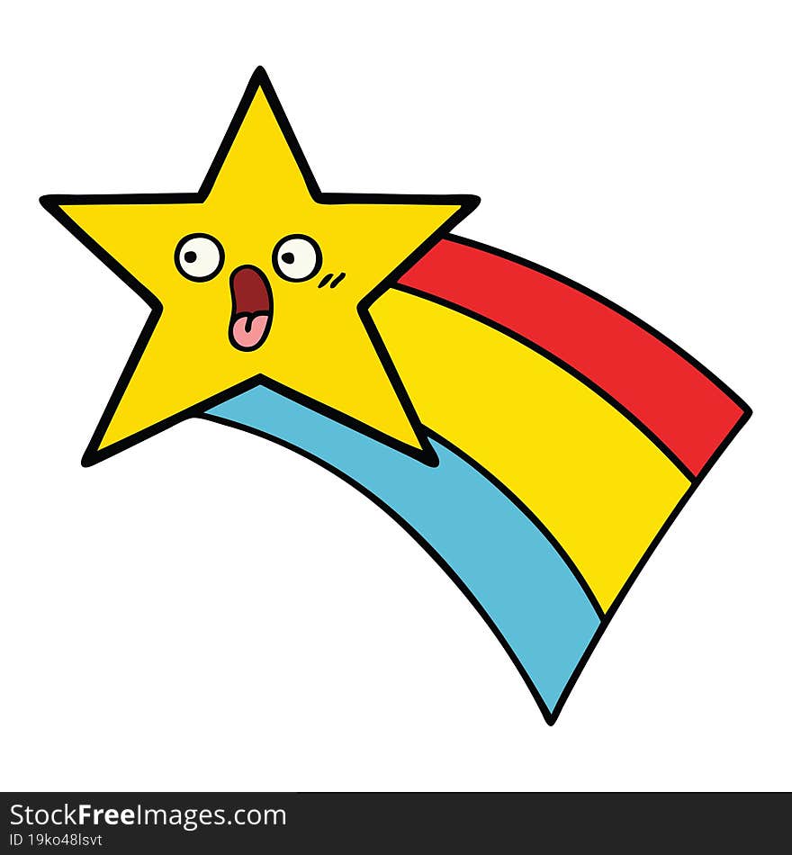 cute cartoon of a shooting rainbow star