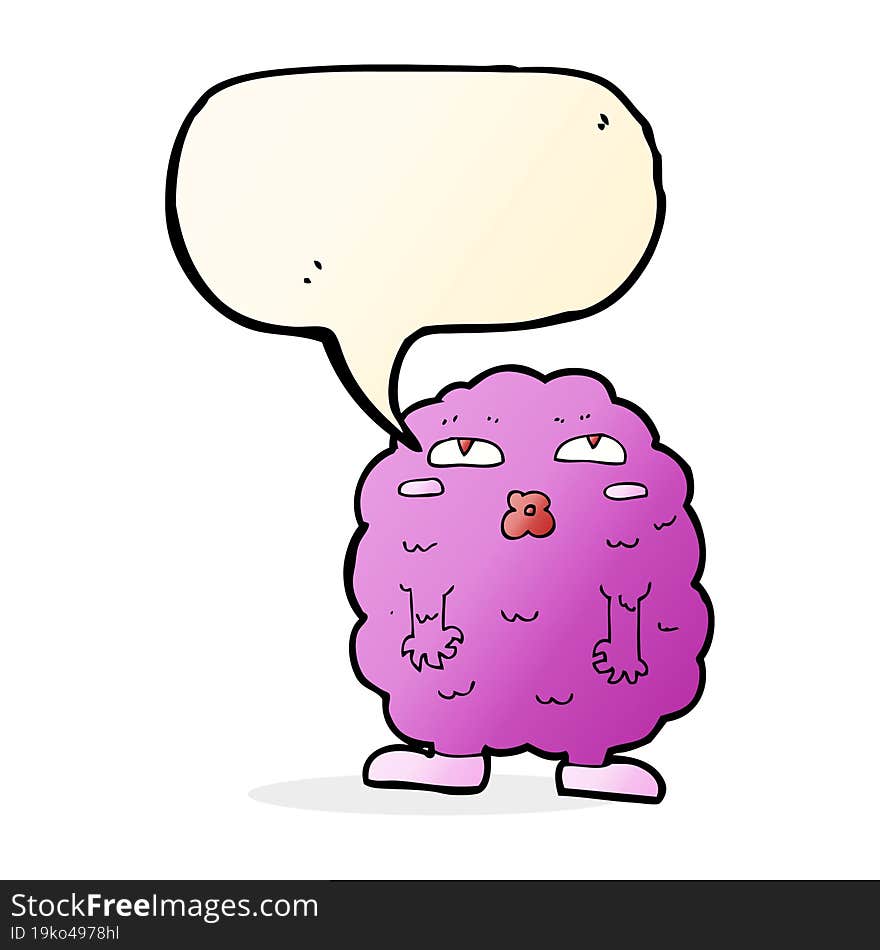 funny cartoon monster with speech bubble