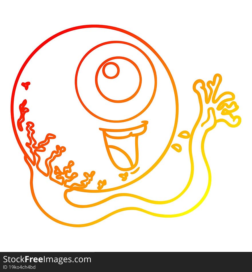 warm gradient line drawing cartoon eyeball laughing