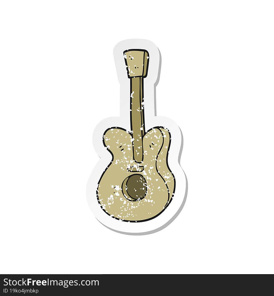 retro distressed sticker of a cartoon guitar